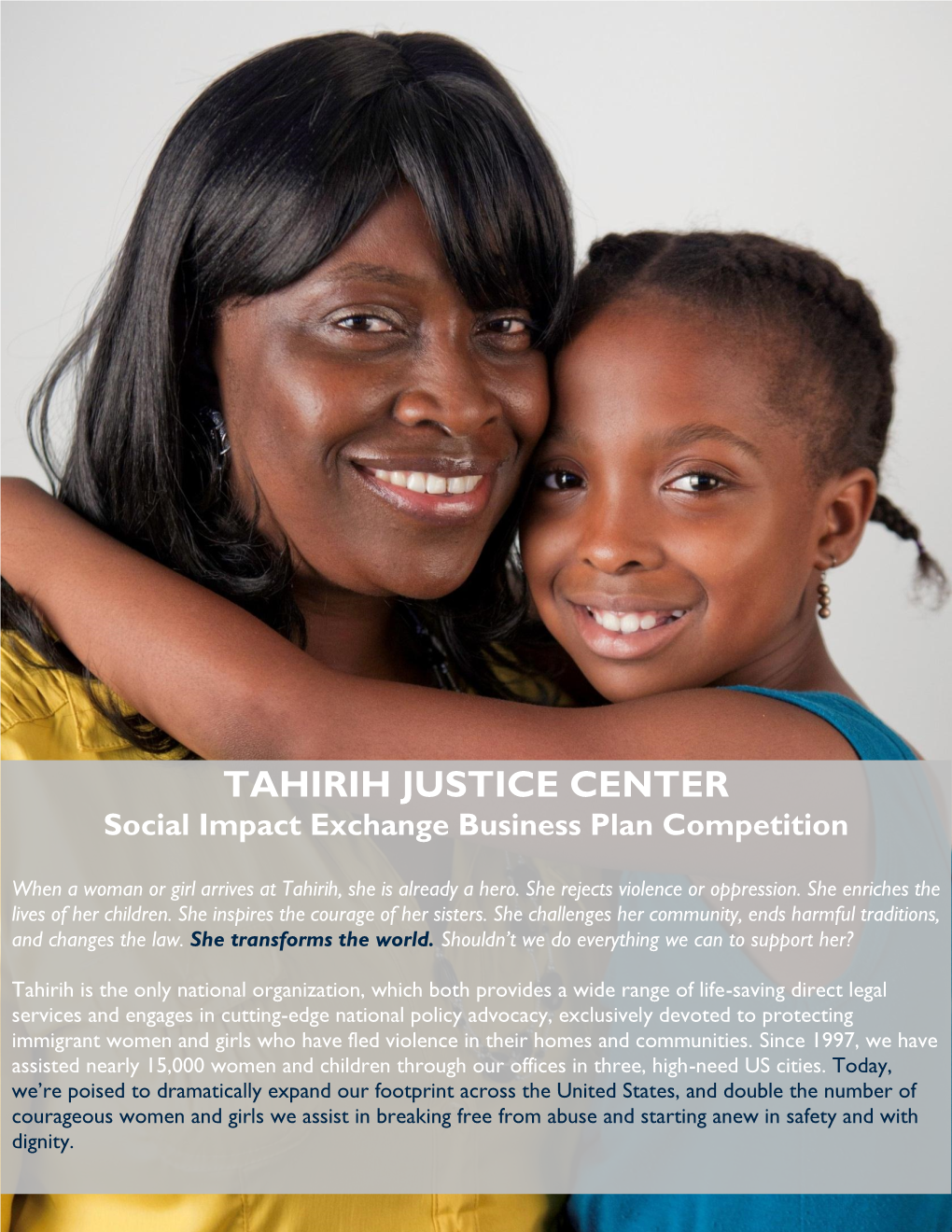 TAHIRIH JUSTICE CENTER Social Impact Exchange Business Plan Competition