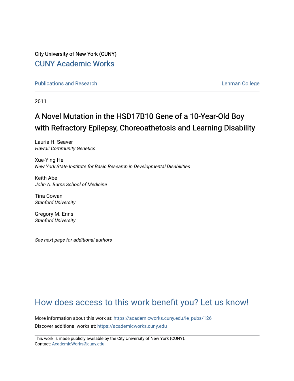 A Novel Mutation in the HSD17B10 Gene of a 10-Year-Old Boy with Refractory Epilepsy, Choreoathetosis and Learning Disability