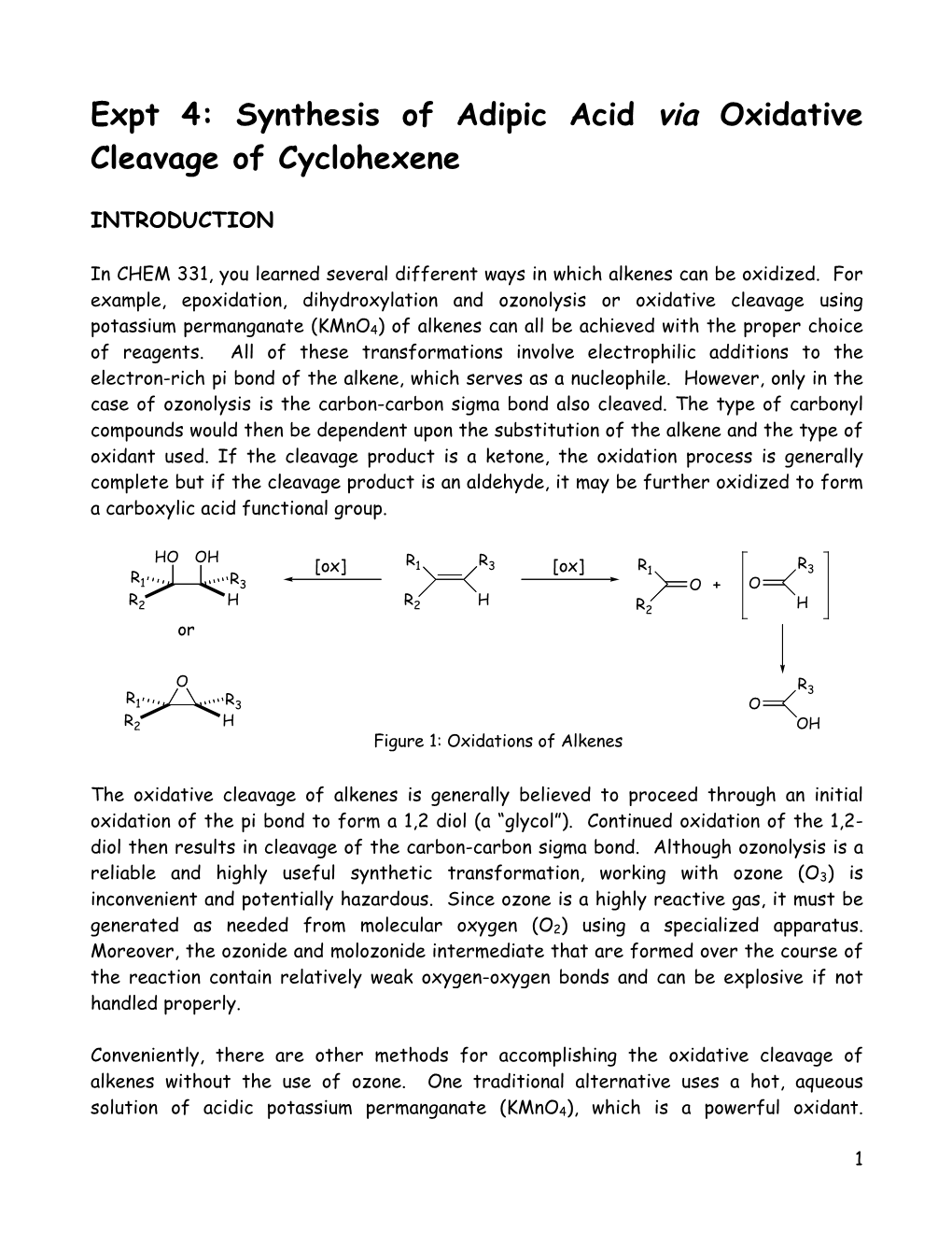 Expt 4: Synthesis of Adipic Acid Via Oxidative Cleavage of Cyclohexene