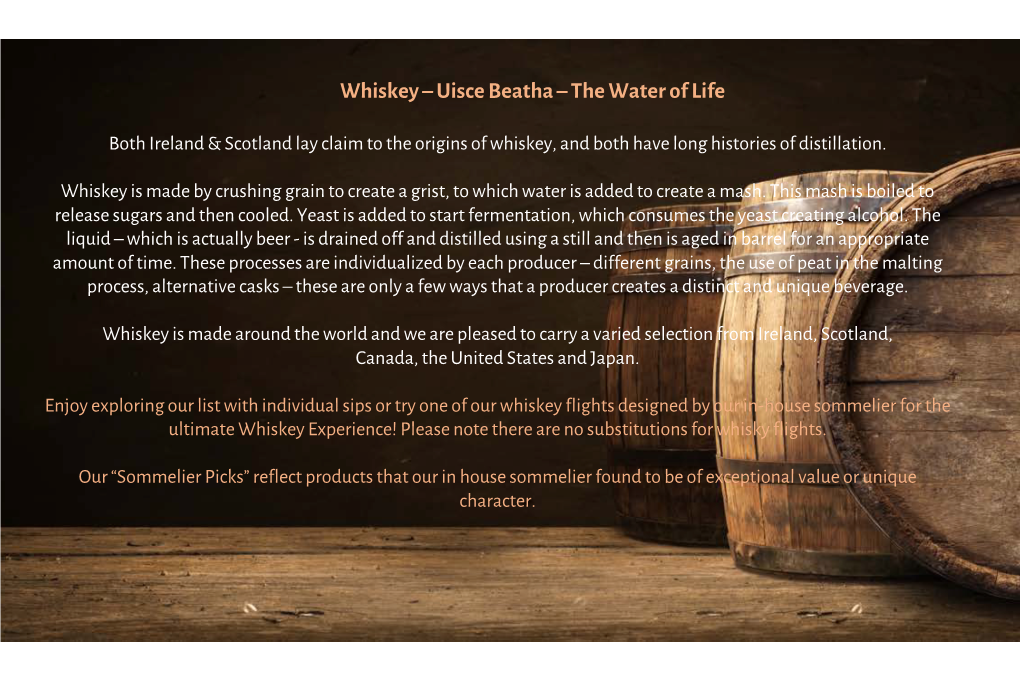 Whiskey – Uisce Beatha – the Water of Life