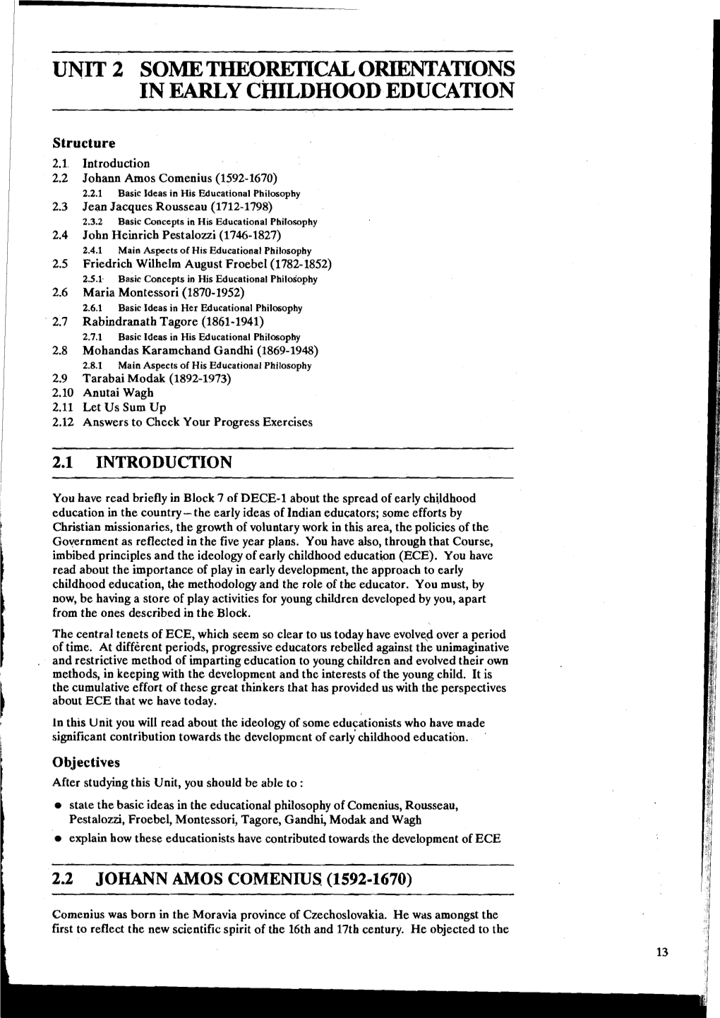 Unit 2 Some Theoreii'ical Orientations in Early Childhood Education