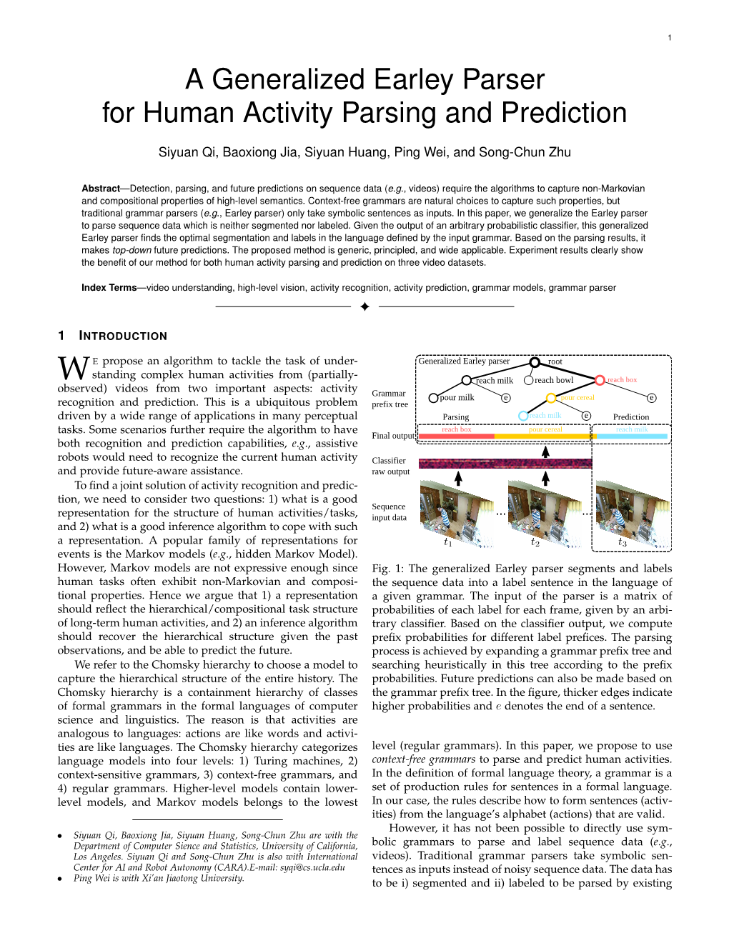 A Generalized Earley Parser for Human Activity Parsing and Prediction