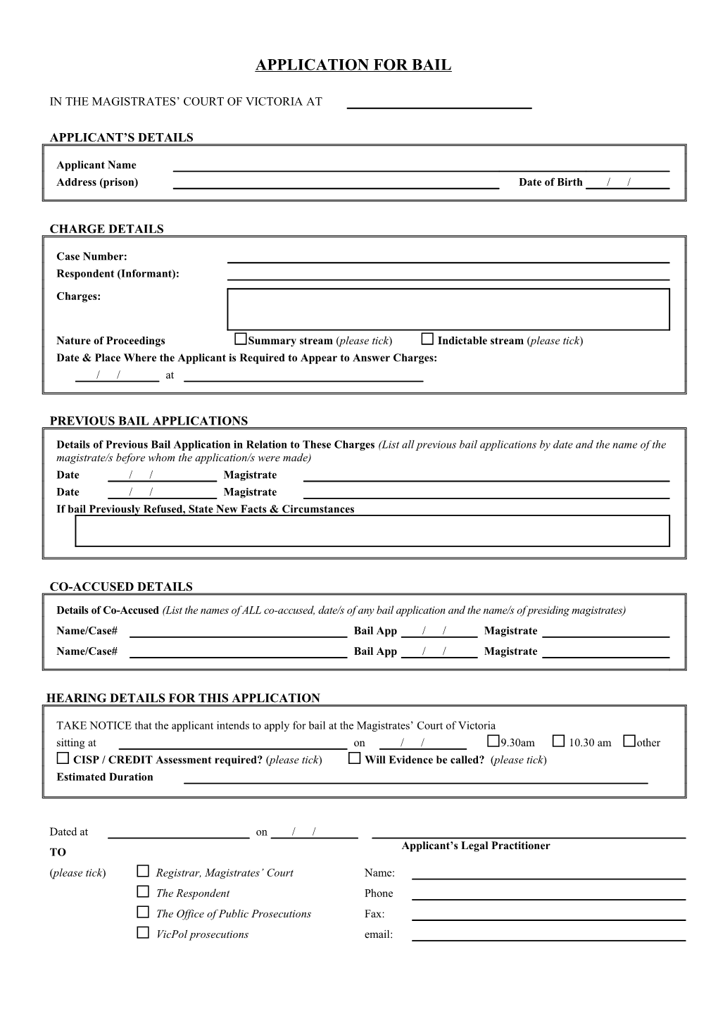 Application for Bail