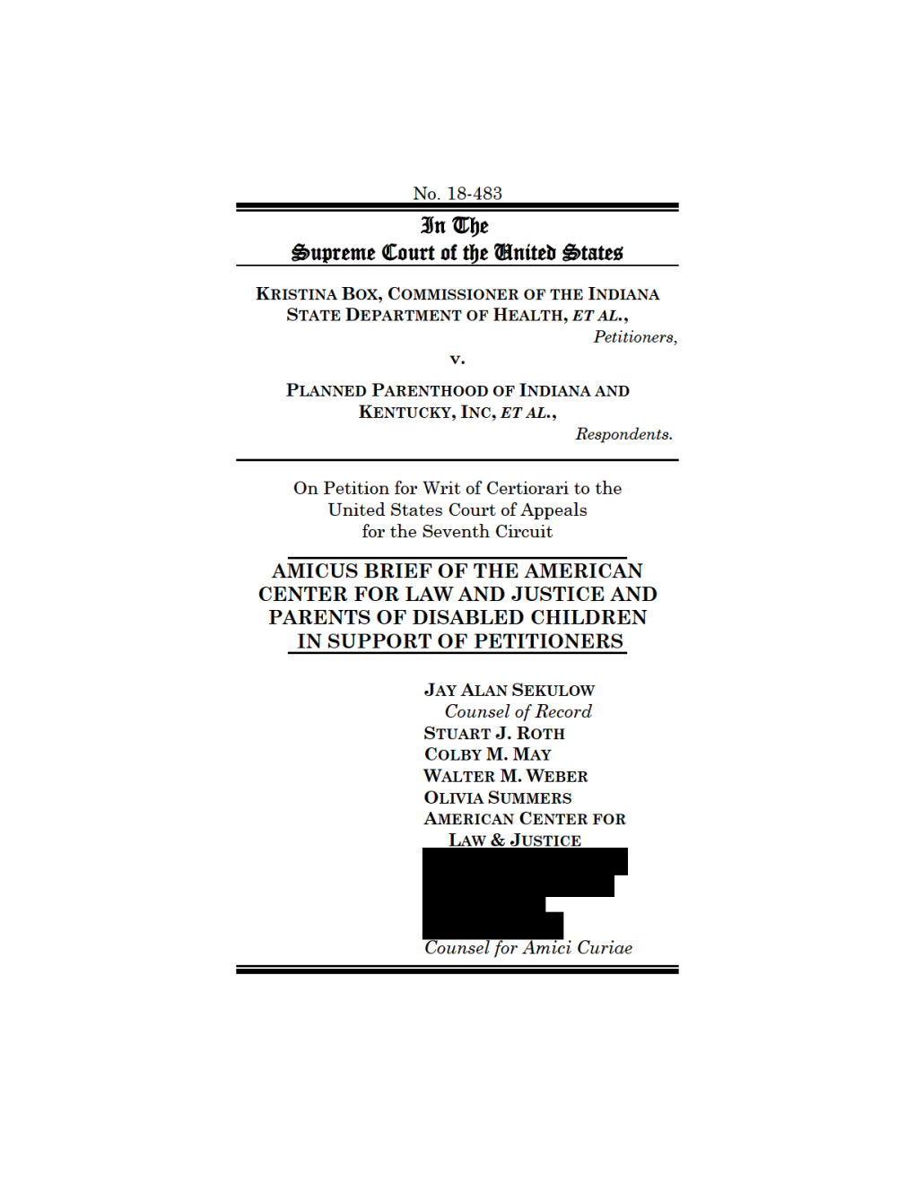 Amicus Brief of Catholics United for Life Et Al., Planned Parenthood of SE Pa