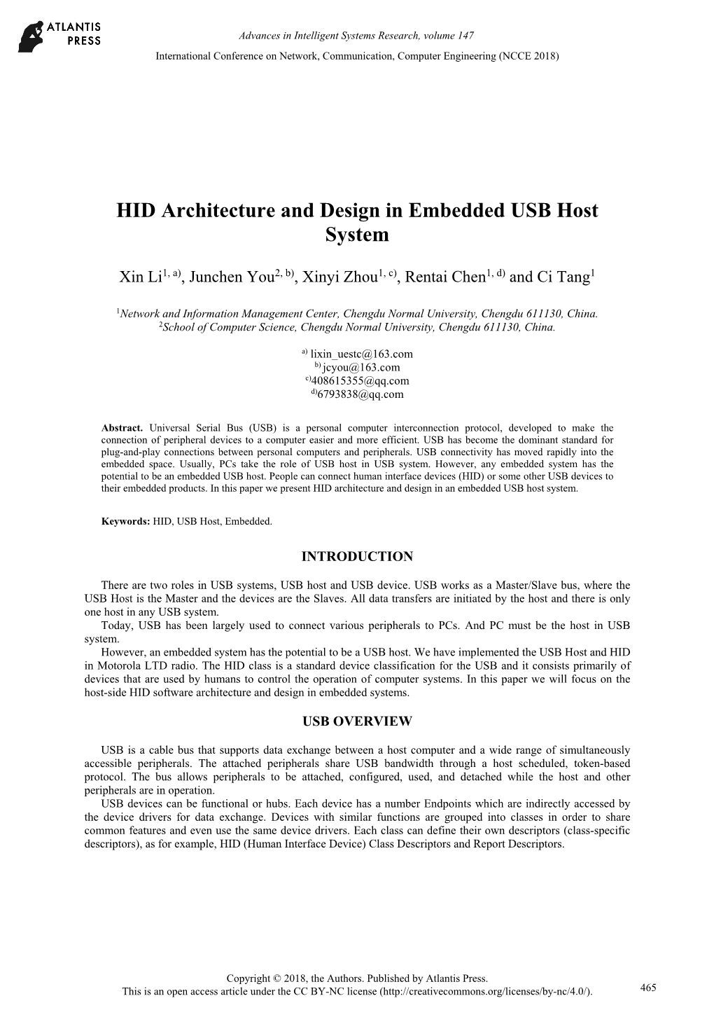 HID Architecture and Design in Embedded USB Host System