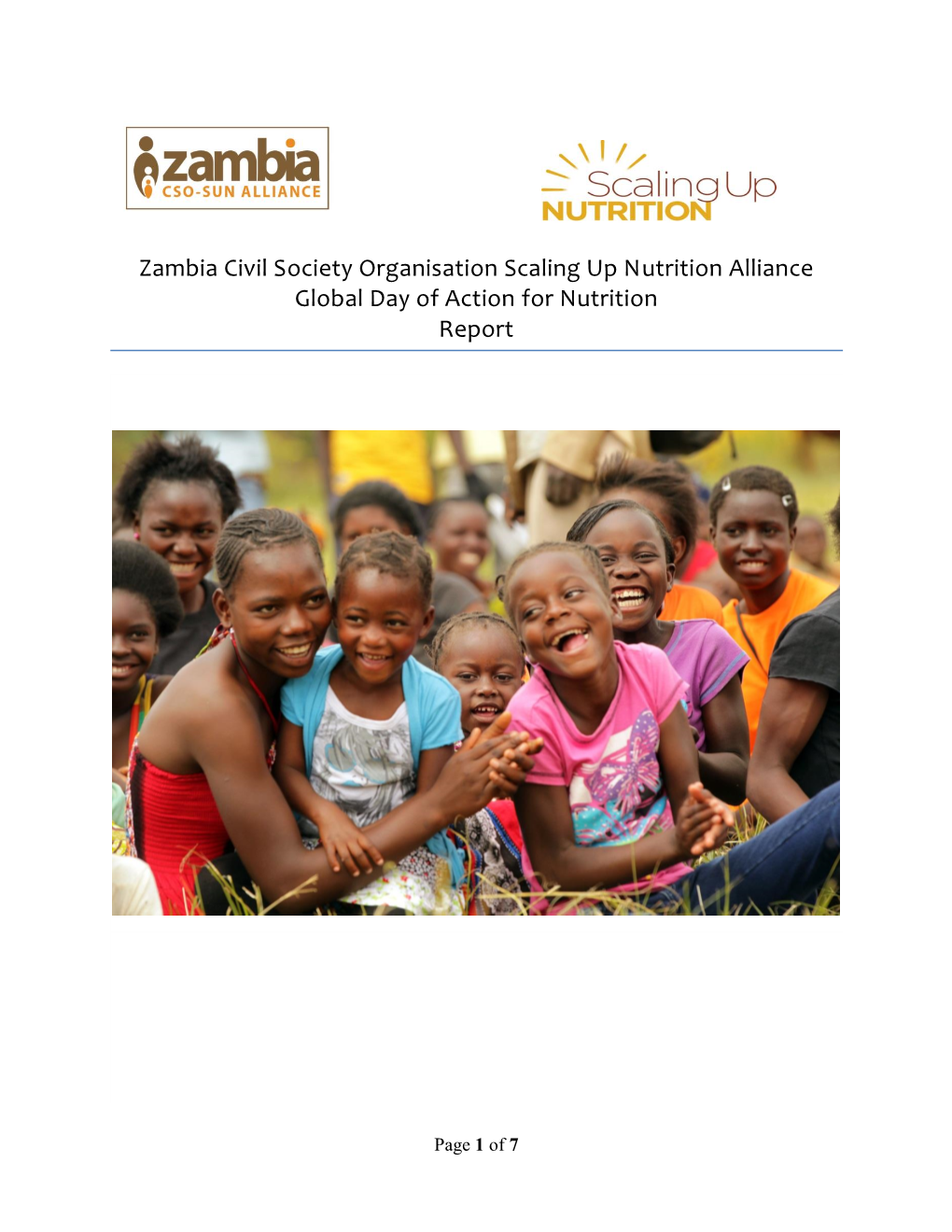 Zambia Civil Society Organisation Scaling up Nutrition Alliance Global Day of Action for Nutrition Report