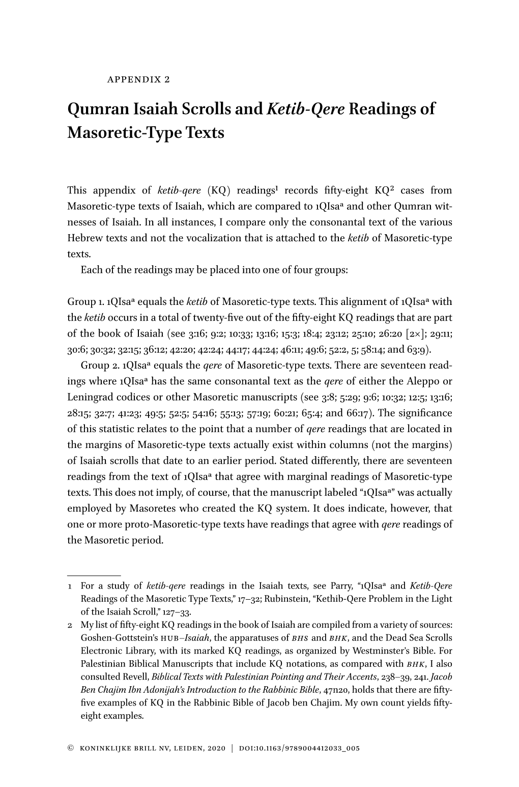 Qumran Isaiah Scrolls and Ketib-Qere Readings of Masoretic-Type Texts