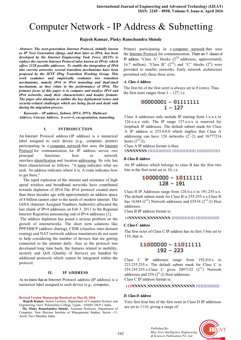 Computer Network - IP Address & Subnetting