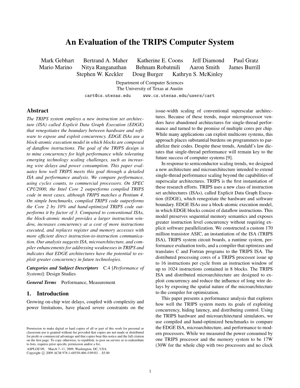 An Evaluation of the TRIPS Computer System