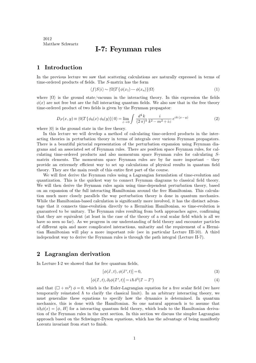 I-7: Feynman Rules