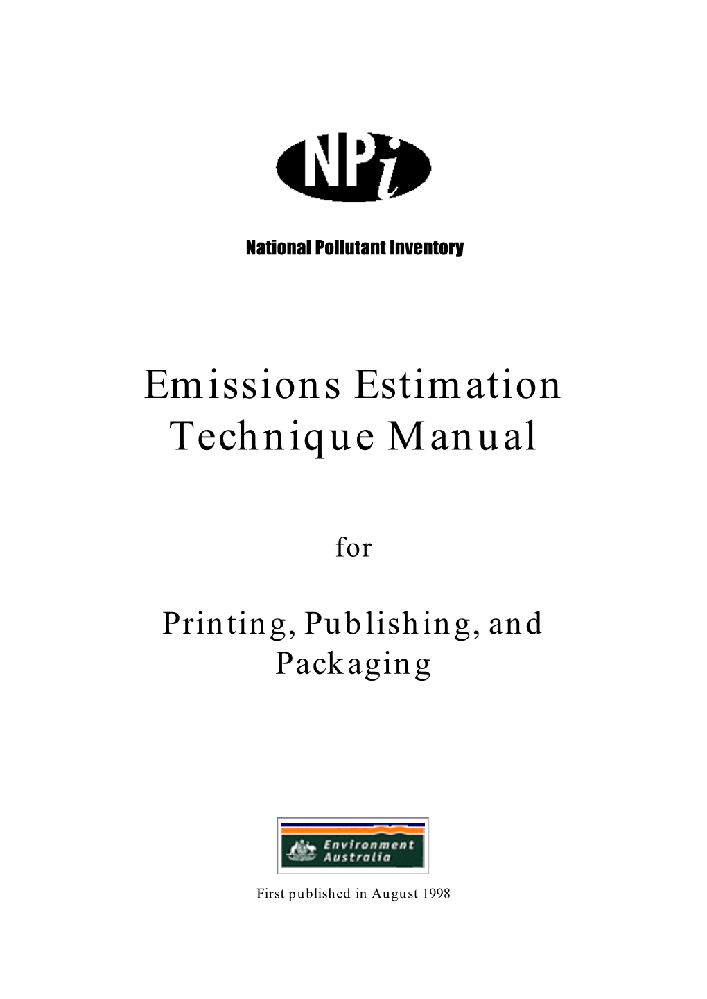 Emissions Estimation Technique Manual for Printing, Publishing, And