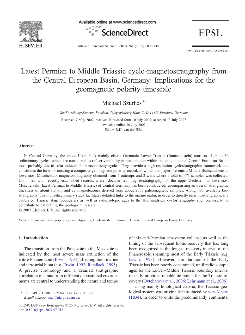 Latest Permian to Middle Triassic Cyclo-Magnetostratigraphy from The