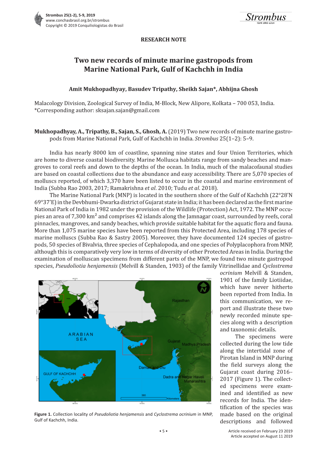 Two New Records of Minute Marine Gastropods from Marine National Park, Gulf of Kachchh in India