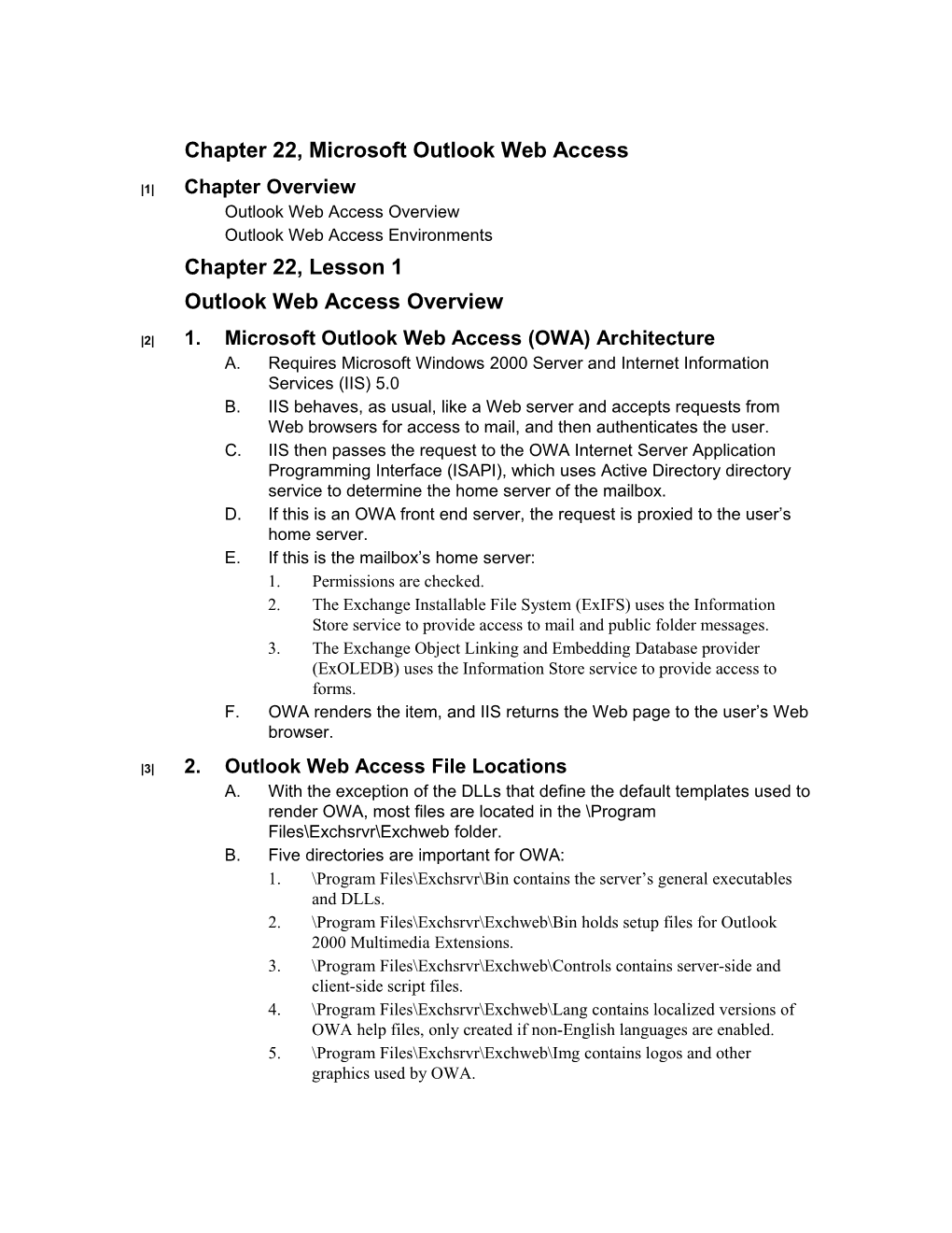 Chapter 22, Microsoft Outlook Web Access