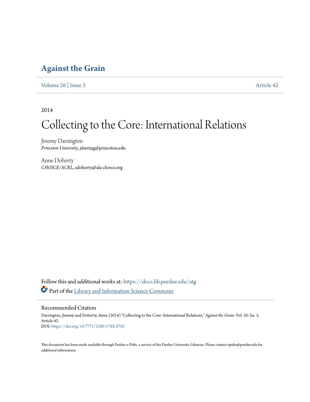 International Relations Jeremy Darrington Princeton University, Jdarring@Princeton.Edu