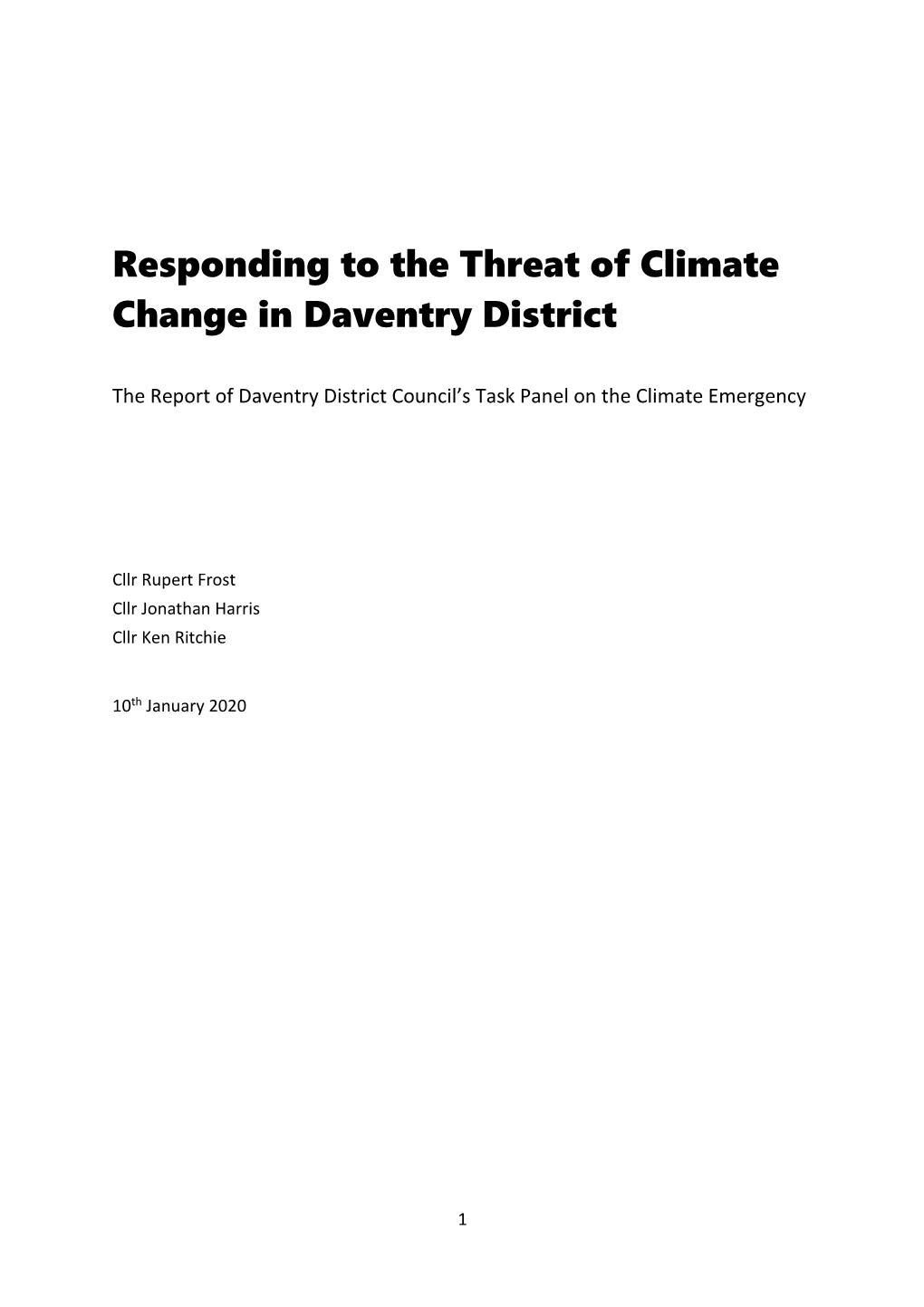 Responding to the Threat of Climate Change in Daventry District