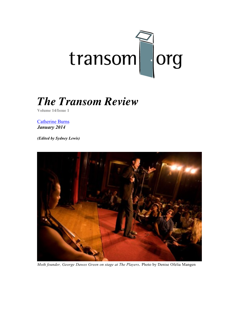 The Transom Review Volume 14/Issue 1