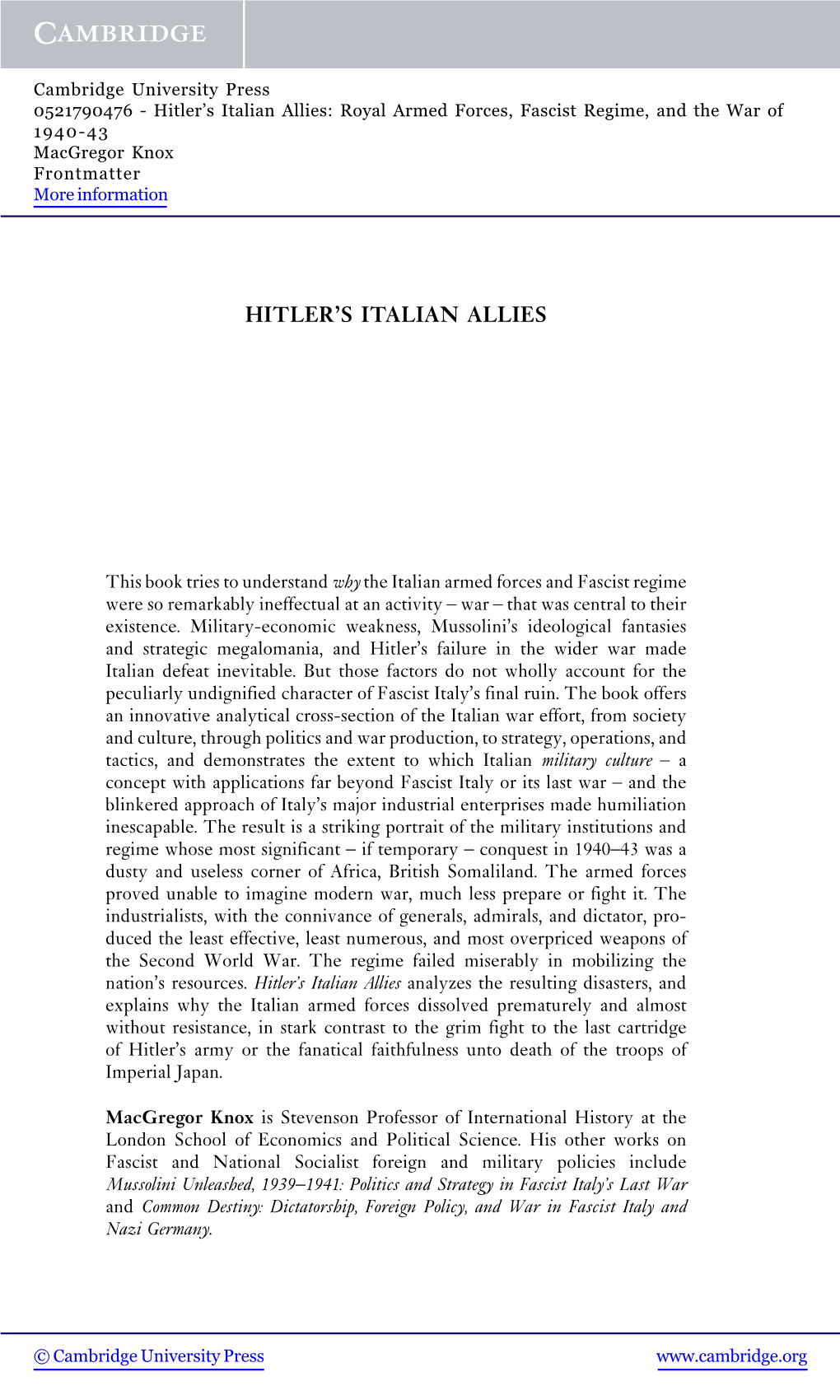 Hitler's Italian Allies