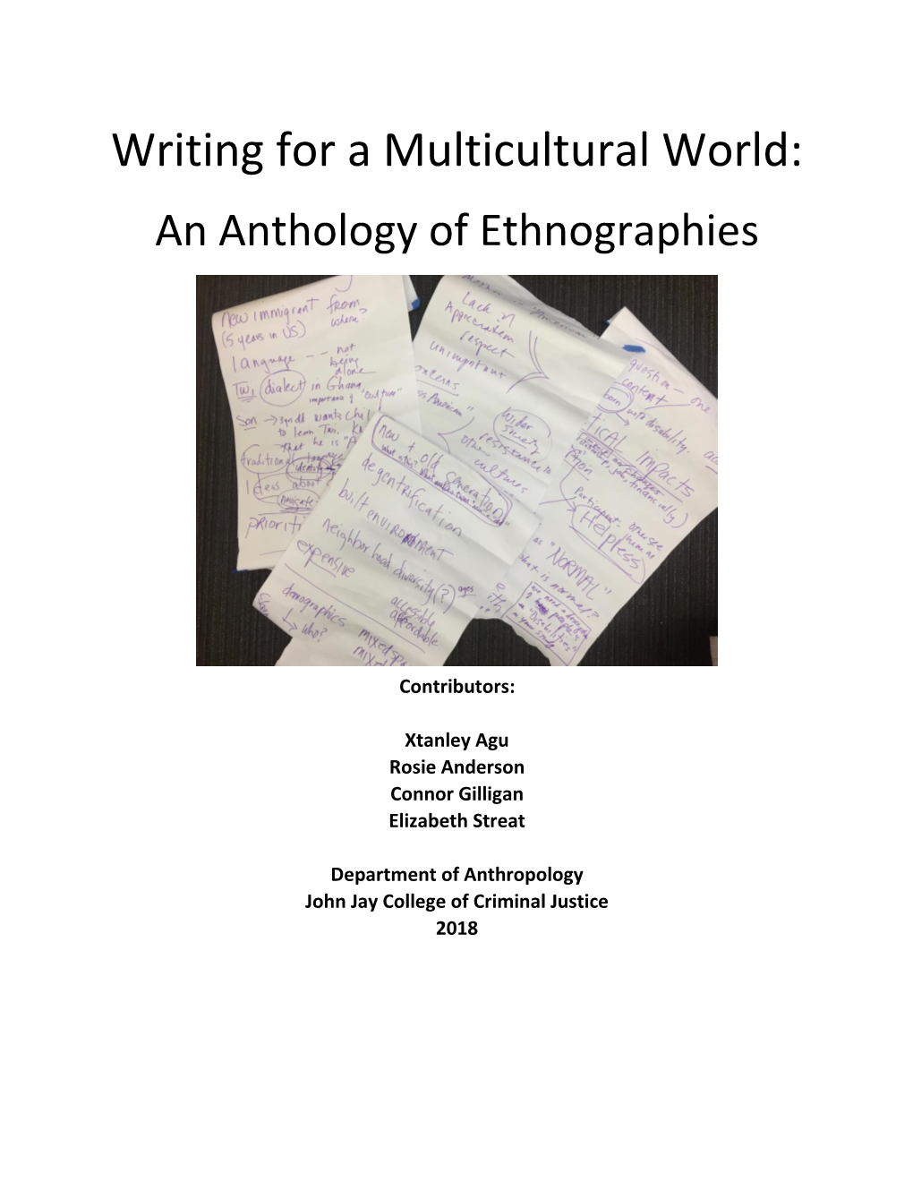 Writing for a Multicultural World: an Anthology of Ethnographies