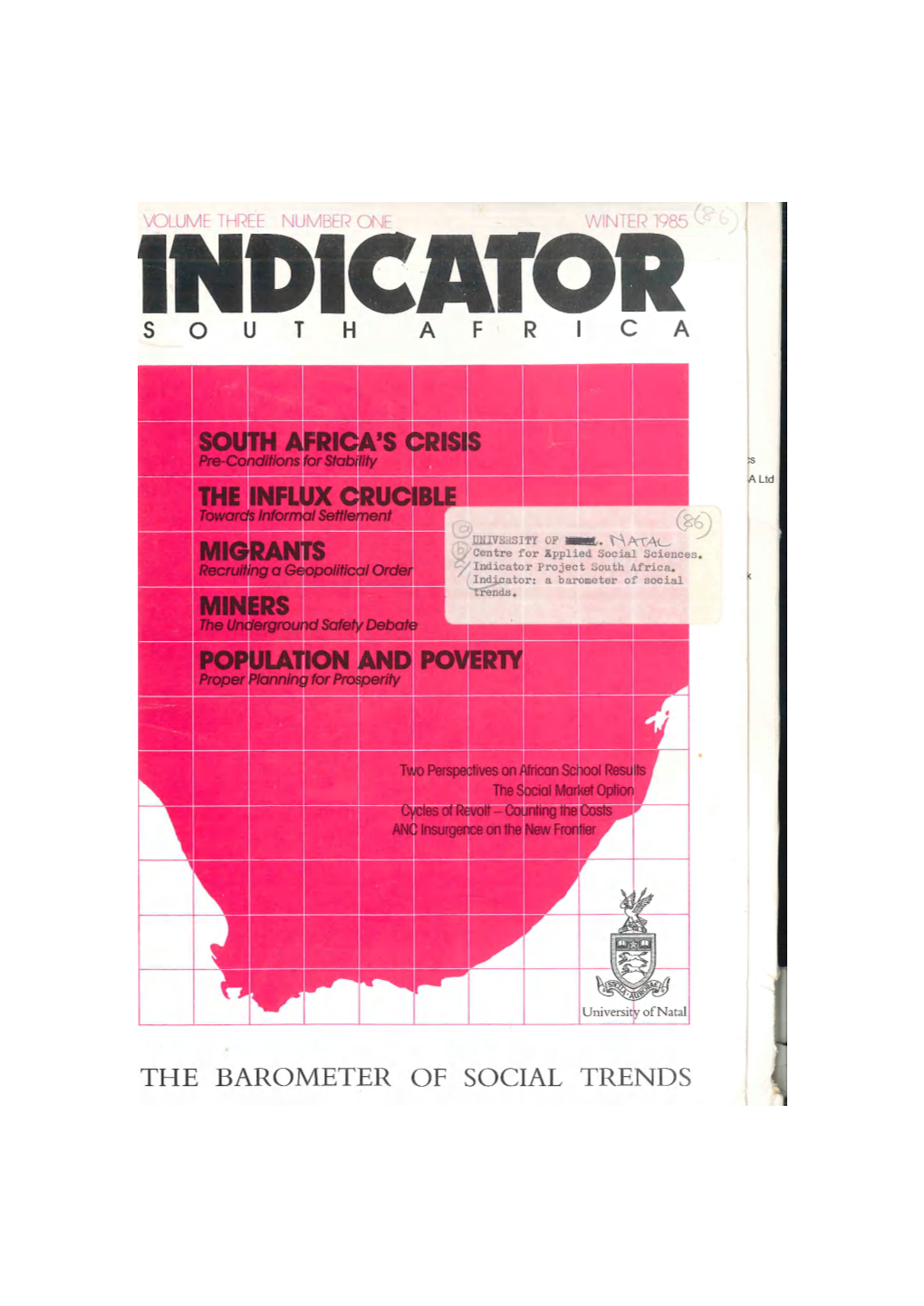 Indicator South Africa Monitor Vol 3 No 1.Pdf