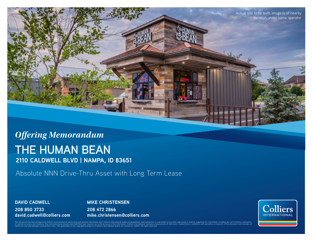 The Human Bean 2110 Caldwell Blvd | Nampa, Id 83651 Absolute NNN Drive-Thru Asset with Long Term Lease