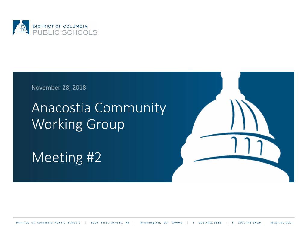 Anacostia Community Working Group Meeting #2