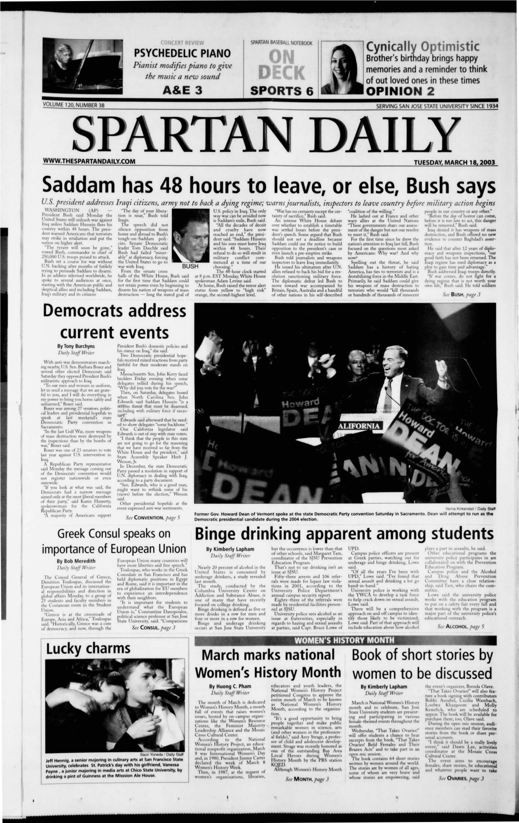 Saddam Has 48 Hours to Leave, Or Else, Bush Says US