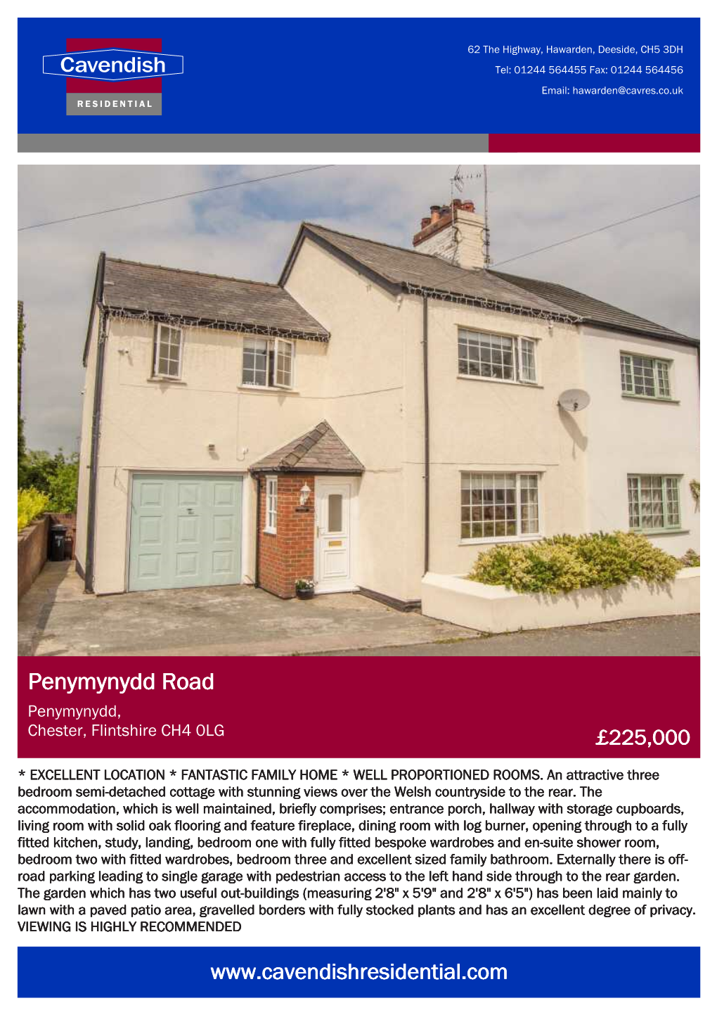 Penymynydd Road Penymynydd, Chester, Flintshire CH4 0LG £225,000