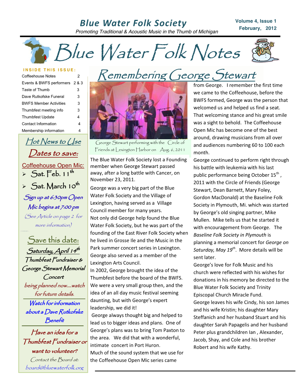 Blue Water Folk Notes