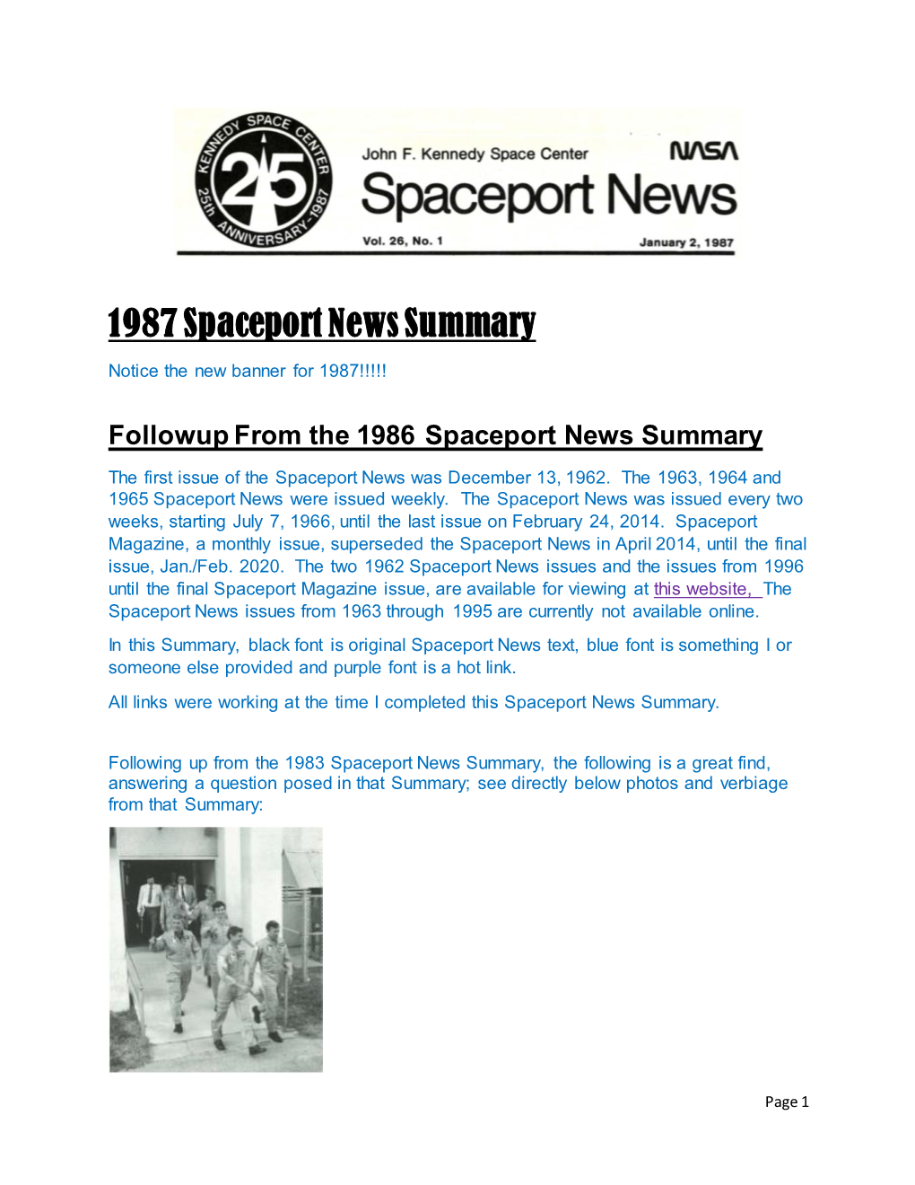 1987 Spaceport News Summary