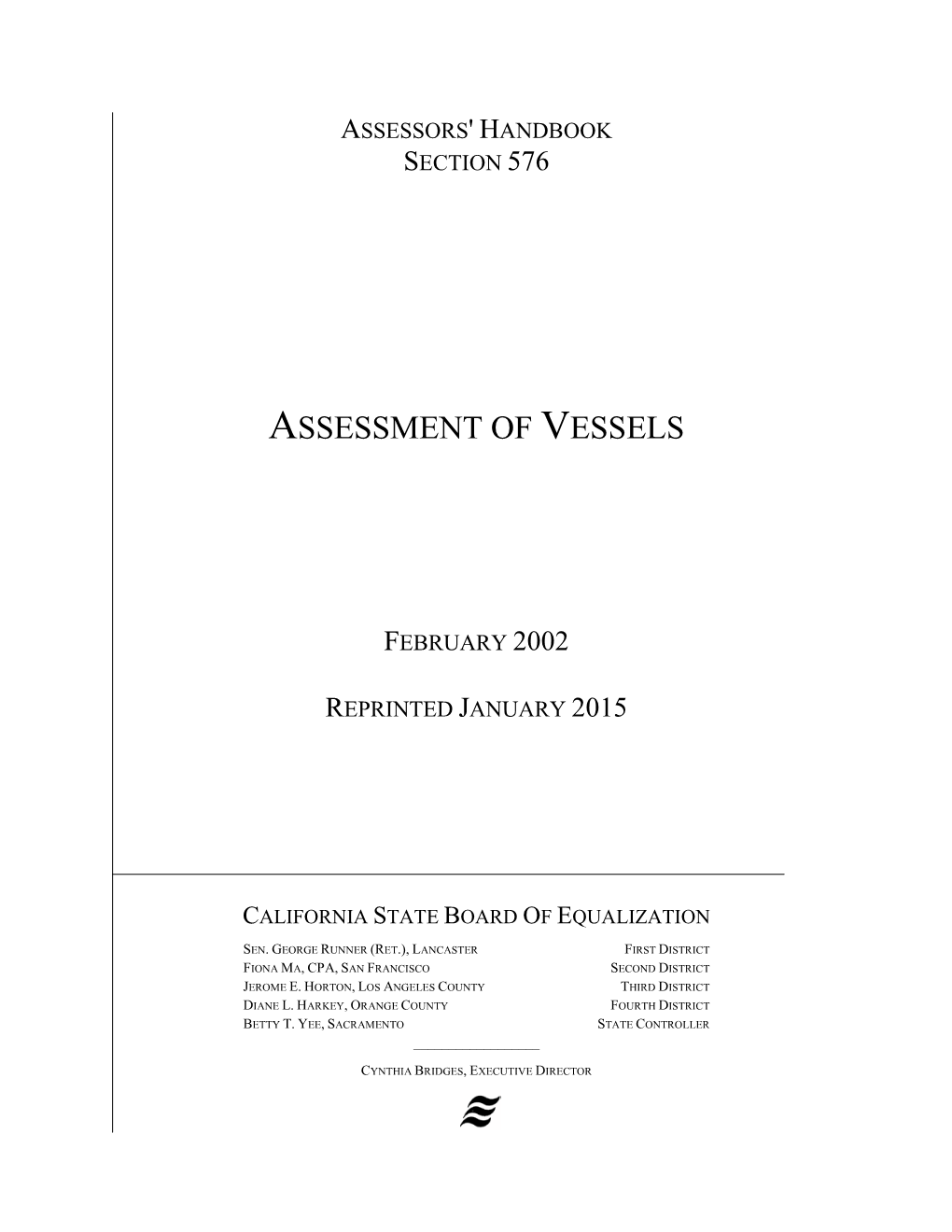Assessors' Handbook Section 576, Assessment of Vessels