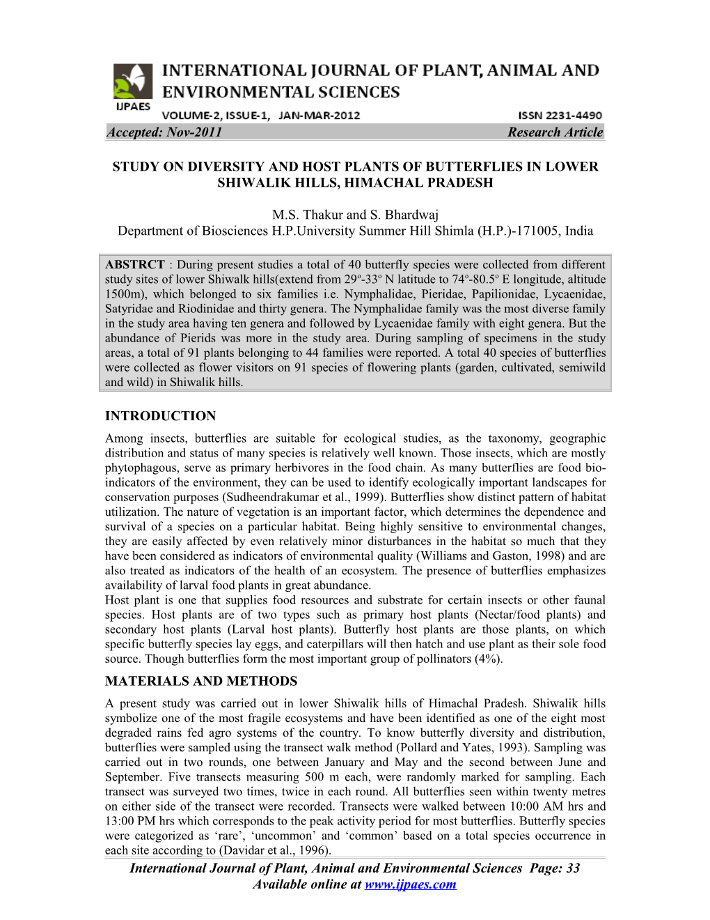 Nov-2011 Research Article STUDY on DIVERSITY