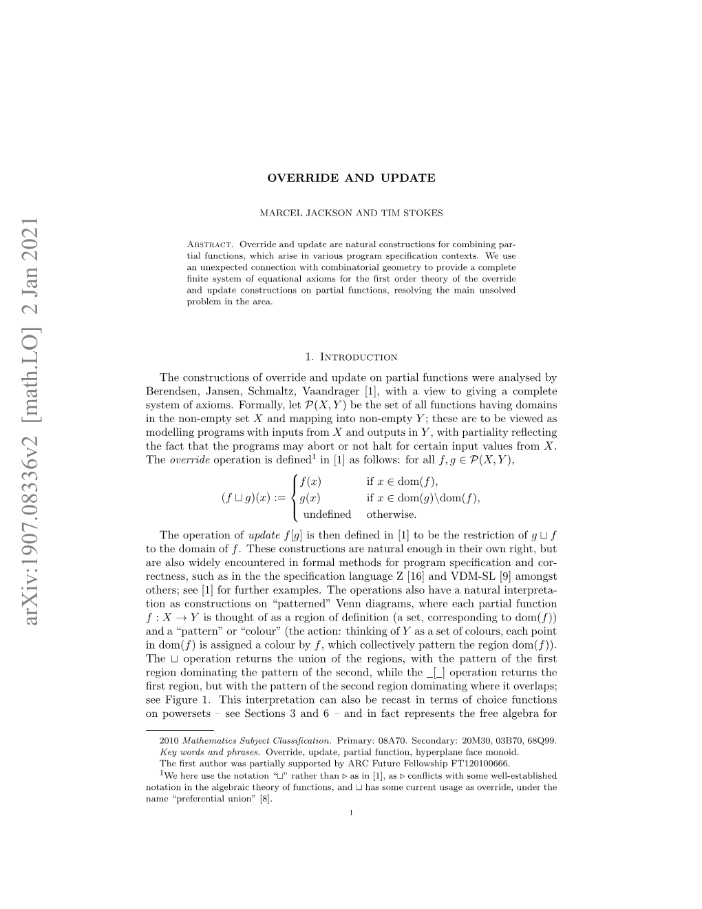 Arxiv:1907.08336V2 [Math.LO] 2 Jan 2021