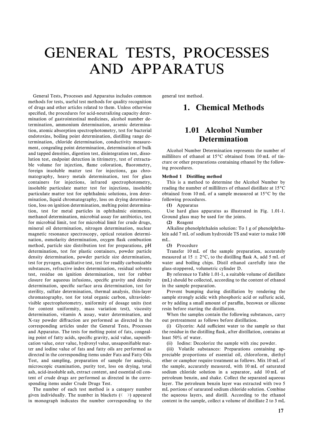 General Tests, Processes and Apparatus