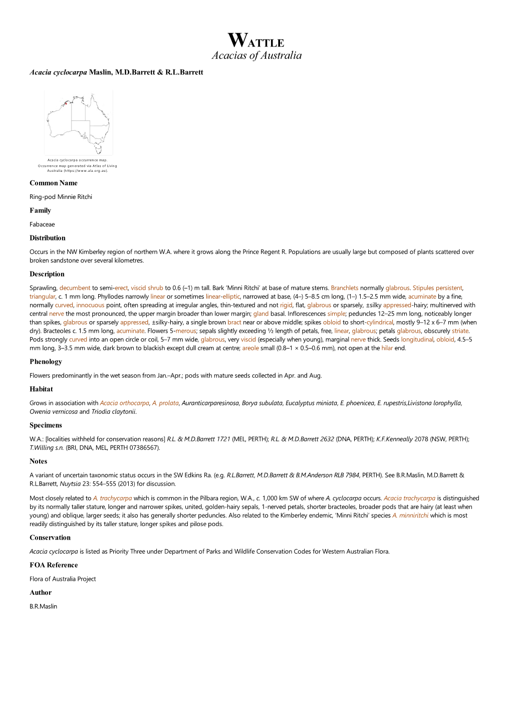 Acacia Cyclocarpa Maslin, M.D.Barrett & R.L.Barrett