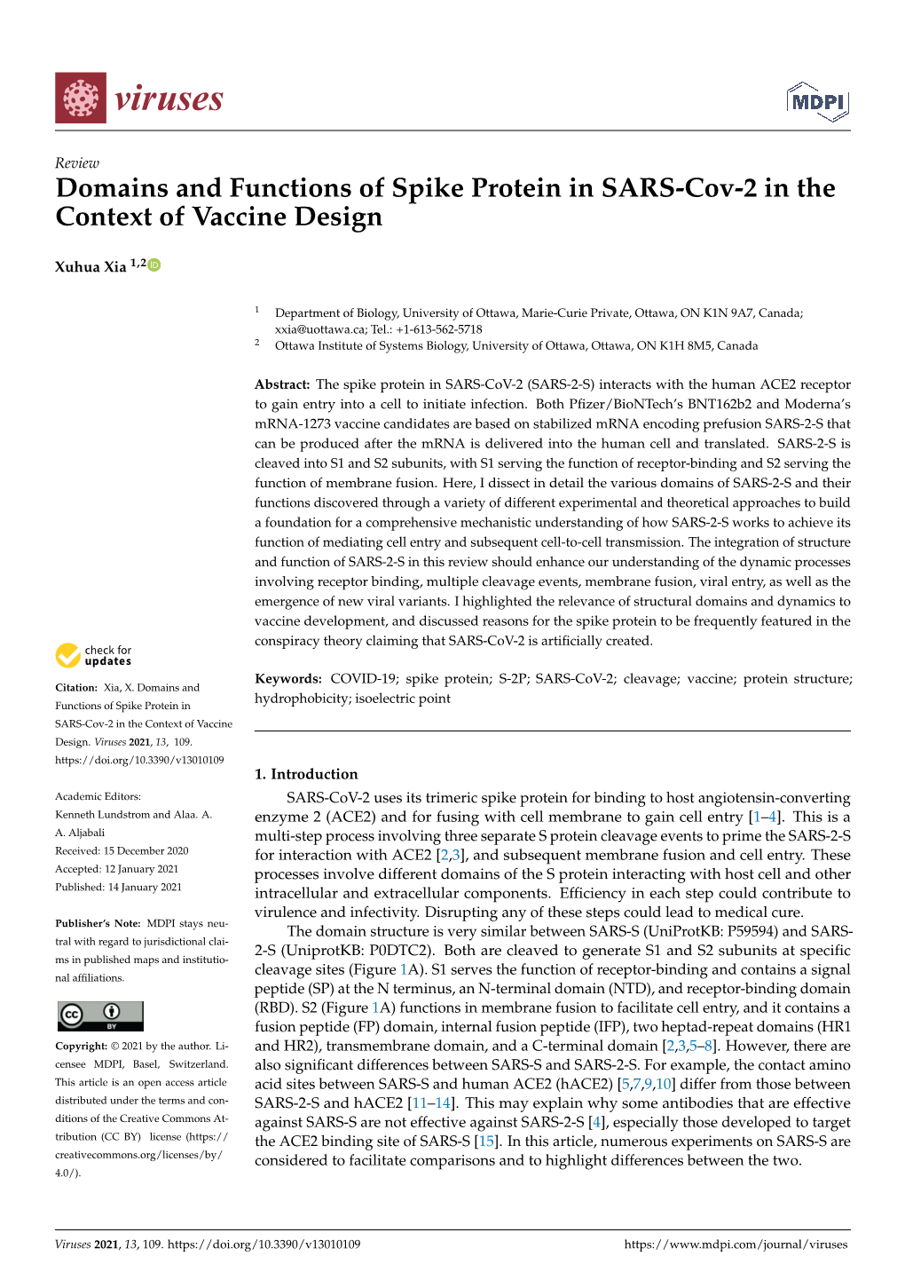 Domains and Functions of Spike Protein in SARS-Cov-2 in the Context of Vaccine Design