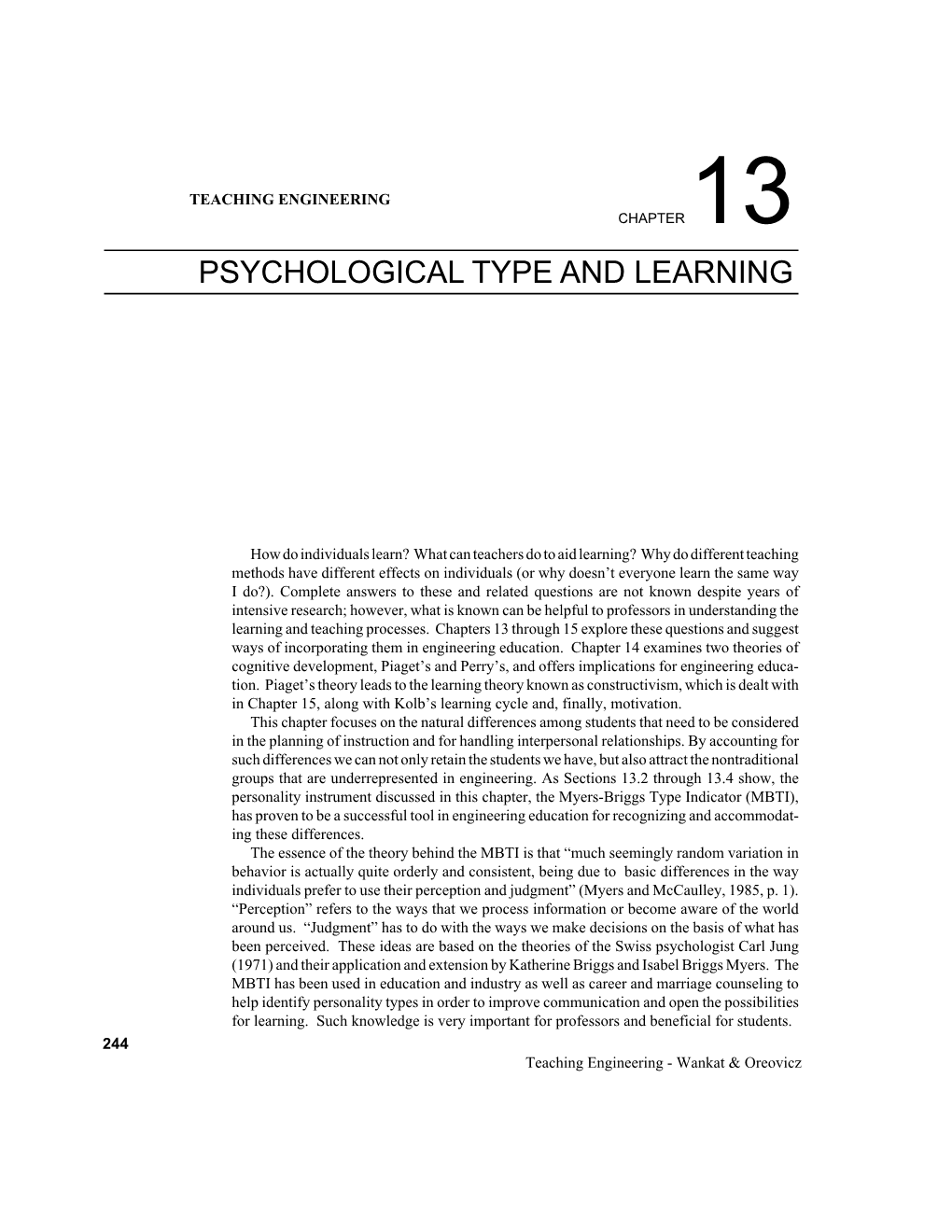 Chapter 13. PSYCHOLOGICAL TYPE and LEARNING