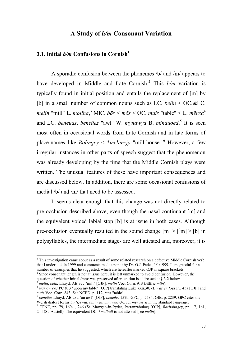 A Study of B/M Consonant Variations