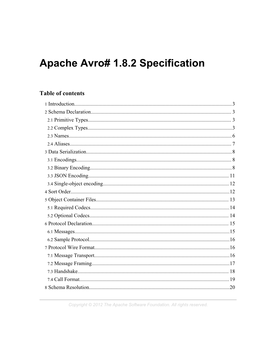 Apache Avro# 1.8.2 Specification