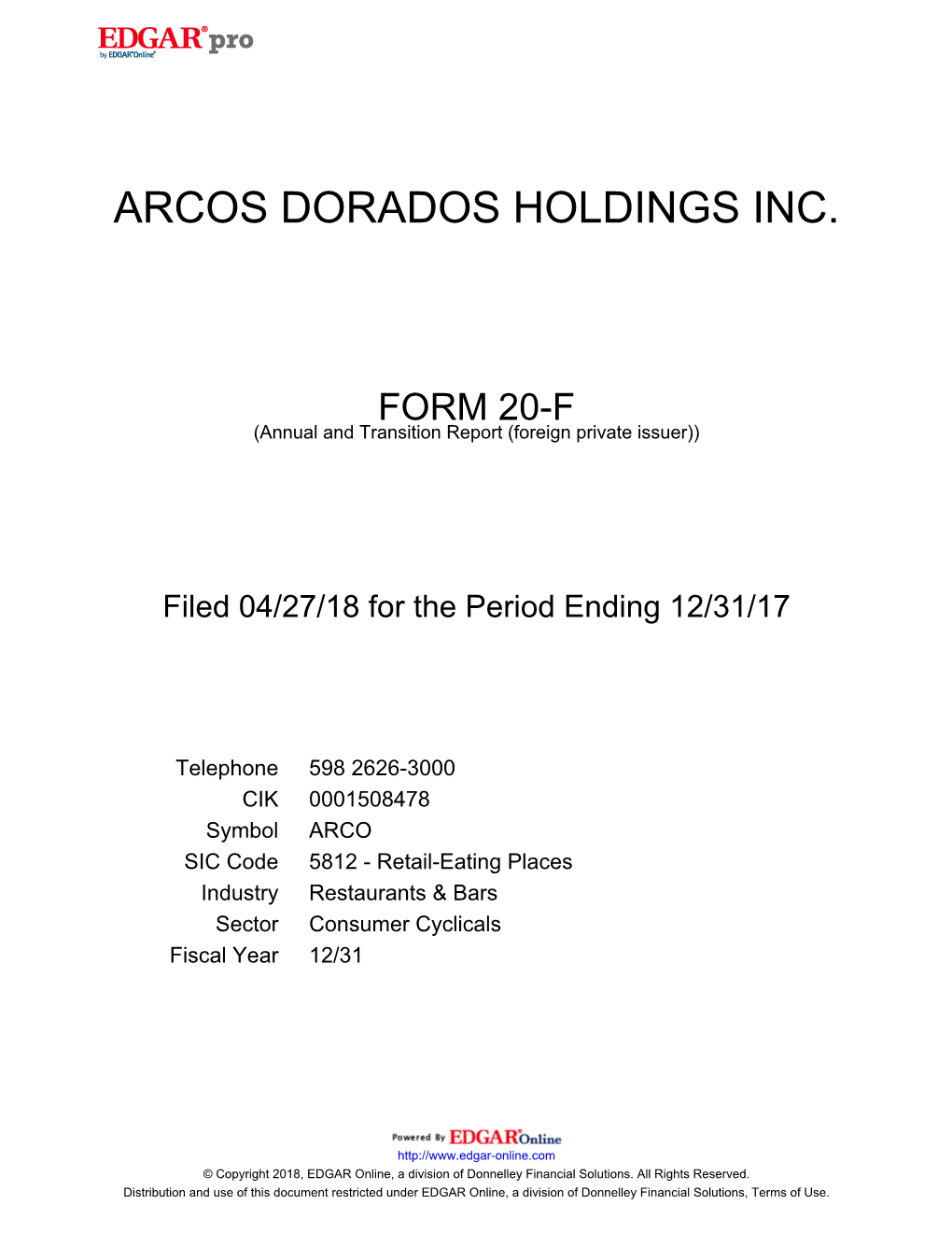 Arcos Dorados Holdings Inc