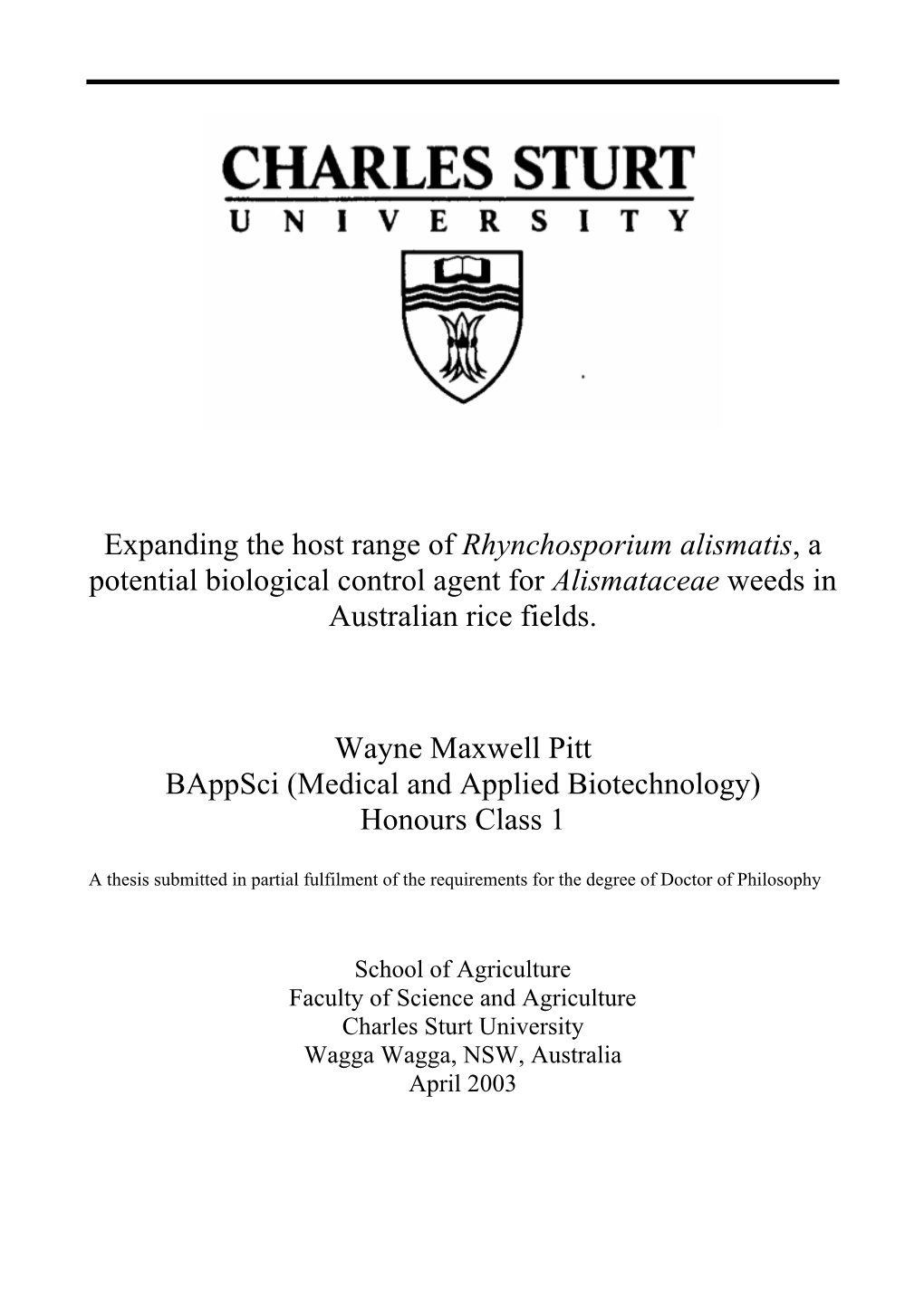 Thesis Submitted in Partial Fulfilment of the Requirements for the Degree of Doctor of Philosophy