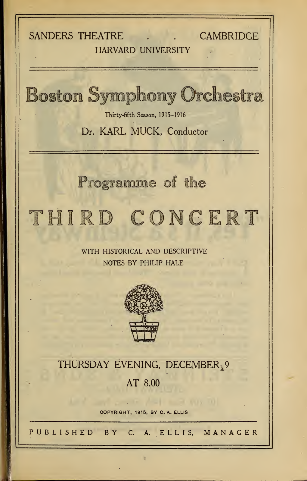 Boston Symphony Orchestra Concert Programs, Season 35,1915