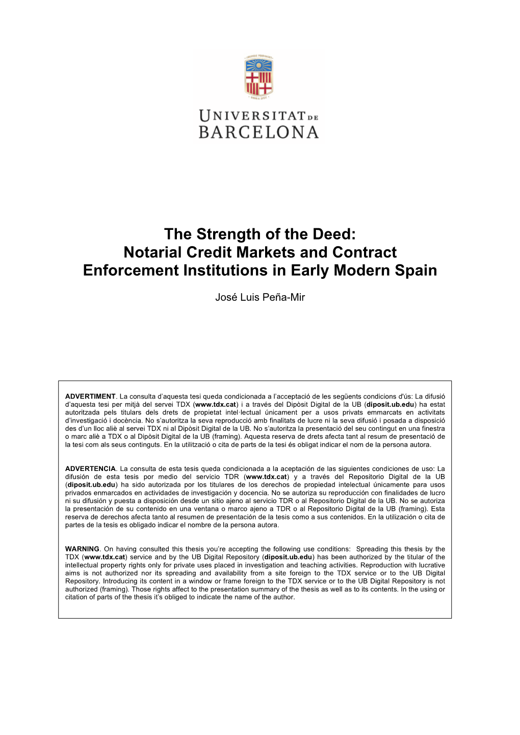 Notarial Credit Markets and Contract Enforcement Institutions in Early Modern Spain