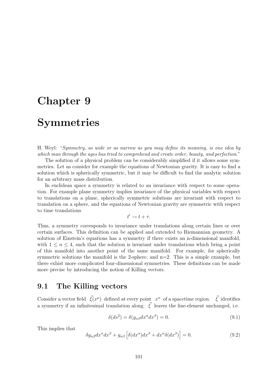 Chapter 9 Symmetries
