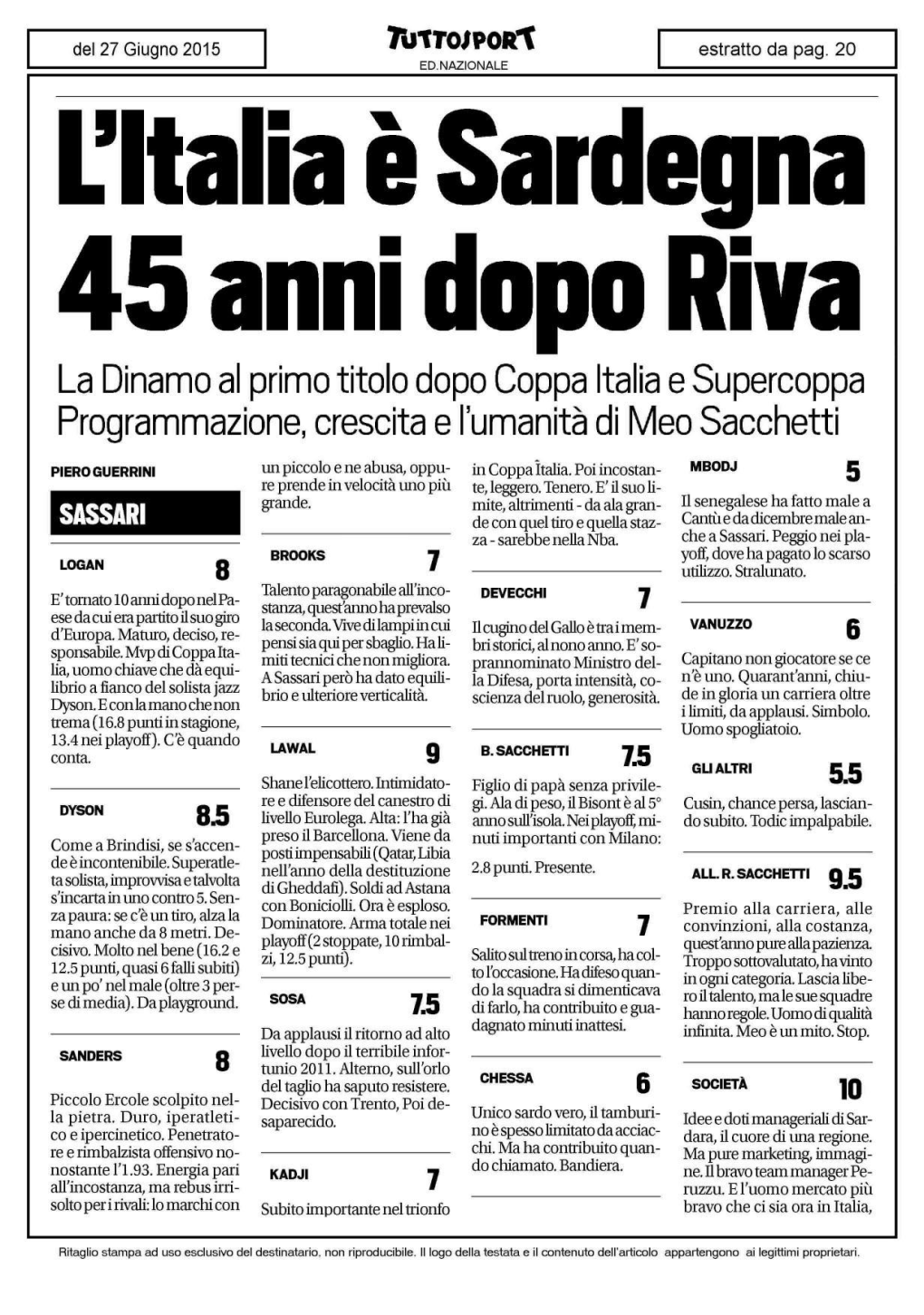 La Dinamo Al Primo Titolo Dopo Coppa Italia E Supercoppa Programmazione, Crescita E L'umanità Di Meo Sacchetti
