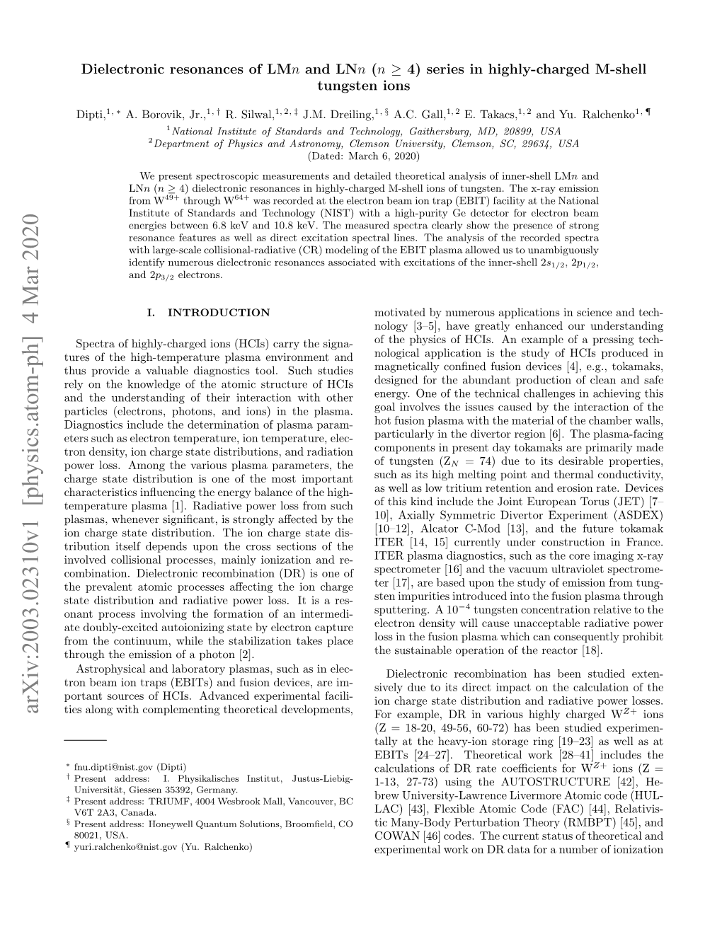 Dielectronic Resonances of Lmn and Lnn (N $\Geq $4) Series in Highly-Charged M-Shell Tungsten Ions