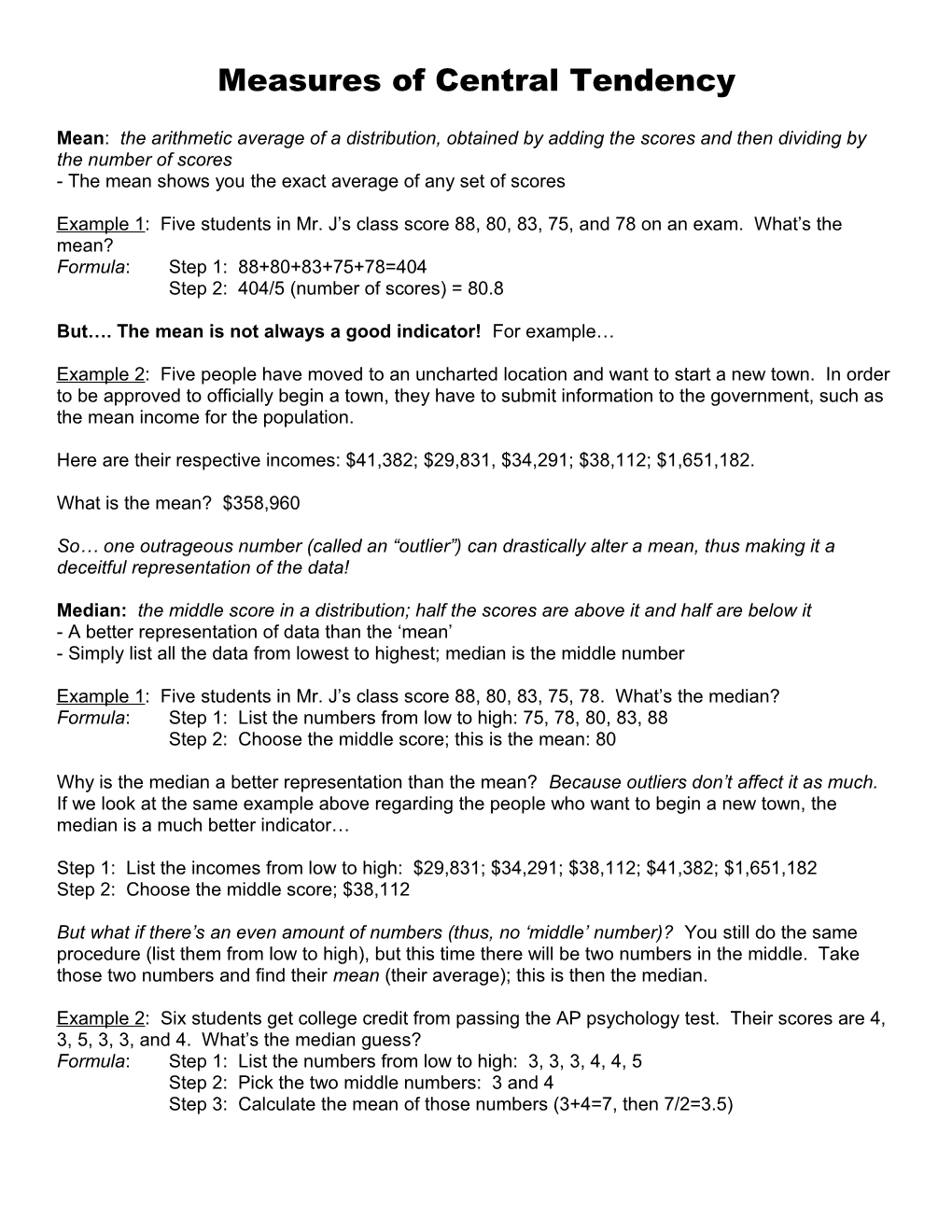 Measures of Central Tendency