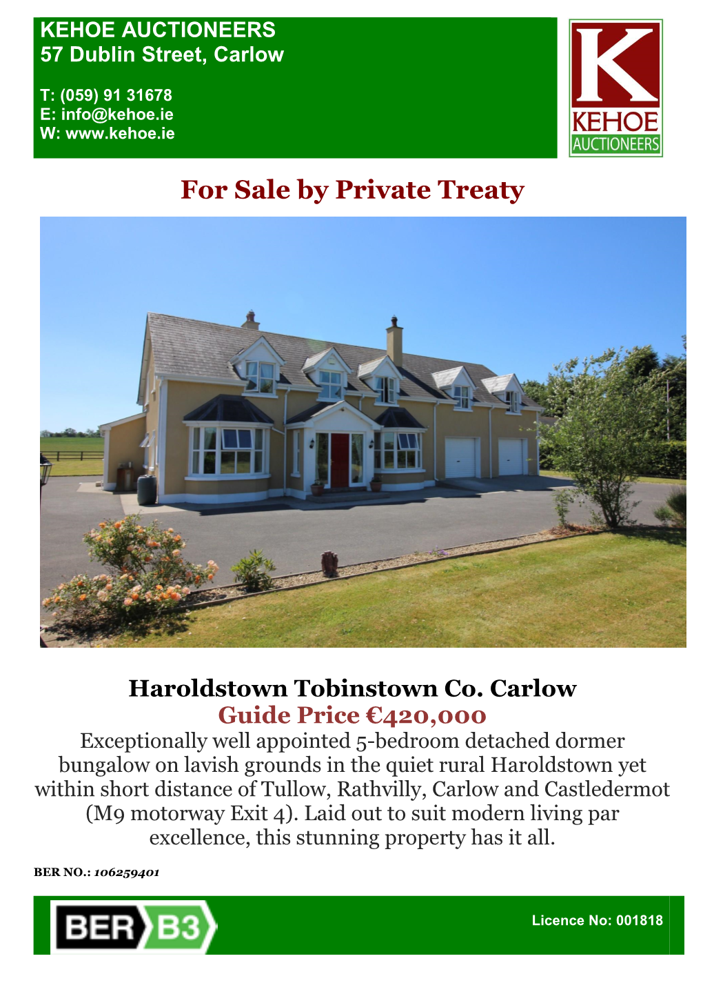 For Sale by Private Treaty