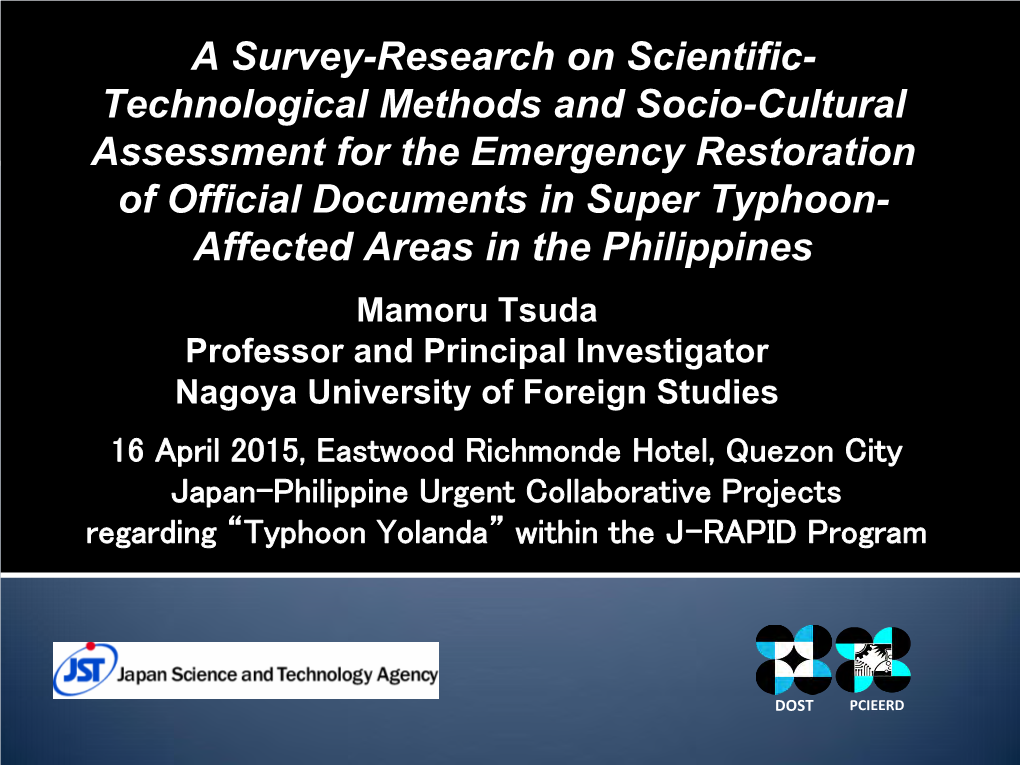 Technological Methods and Socio-Cultural Assessment for the Emergency Restoration of Official D
