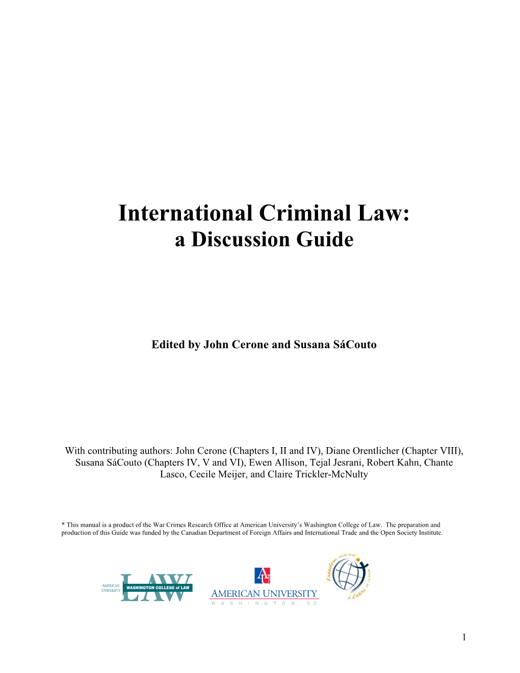 International Criminal Law Discussion Guide